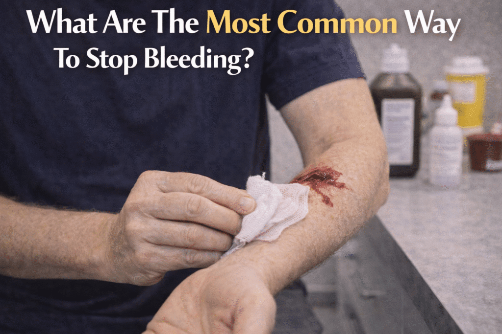 What is the most common way to stop bleeding